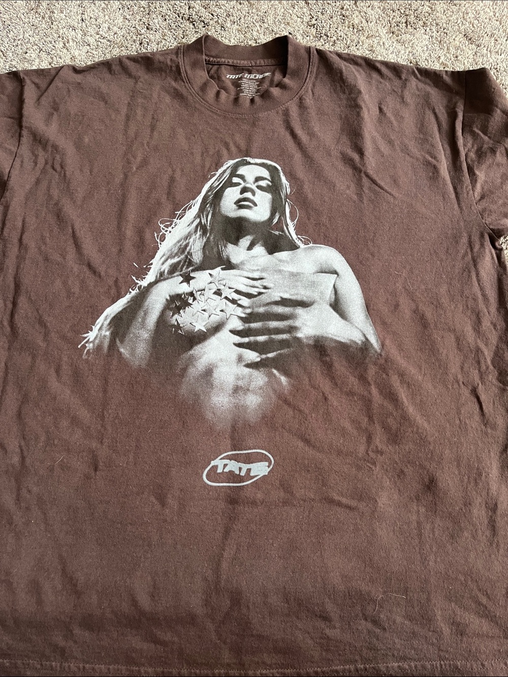 Tate McRae Graphic Tee in Chocolate Brown. Very good condition. - Picture 7 of 7